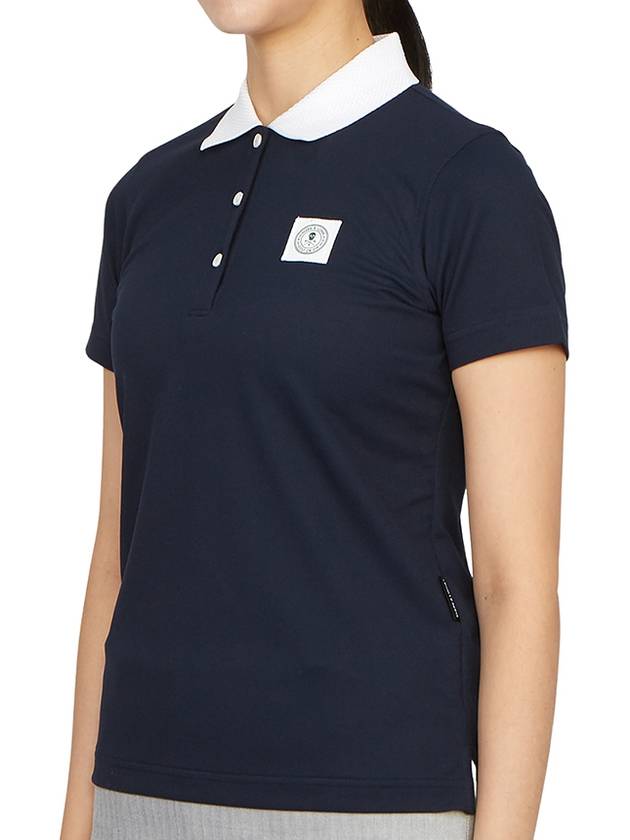 Women's Golf Collar Short Sleeve Polo Shirt Navy - MARK & LONA - BALAAN 3