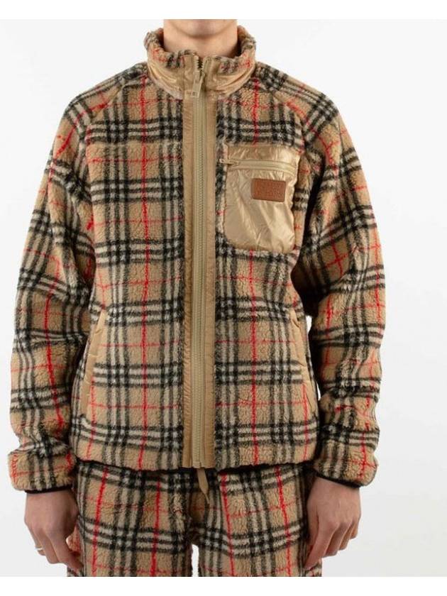 Men's Wesley Vintage Check Fleece Zip-Up Hoodie Beige - BURBERRY - BALAAN 3