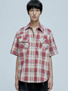 RTR Plaid Western Short Sleeve Shirt Red - KND - BALAAN 6