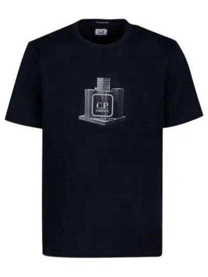 Metropolis Logo Graphic Short Sleeve T-Shirt Navy - CP COMPANY - BALAAN 2