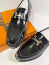 Faubourg Glazed Calfskin Palladium Loafers Noir - HERMES - BALAAN 3