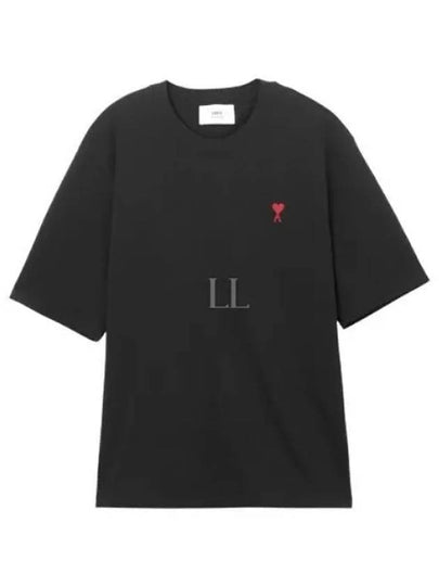 Small Heart Logo Boxy Fit Short Sleeve T-Shirt Black - AMI - BALAAN 2