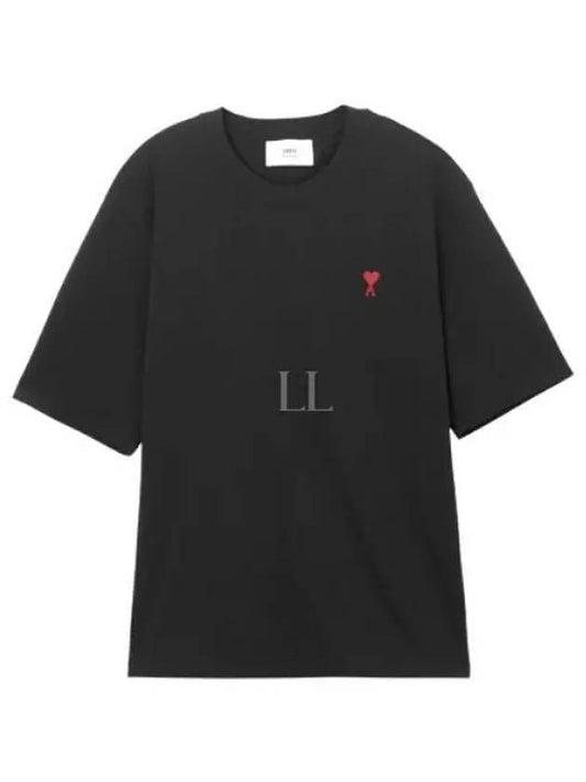 Small Heart Logo Boxy Fit Short Sleeve T-Shirt Black - AMI - BALAAN 2