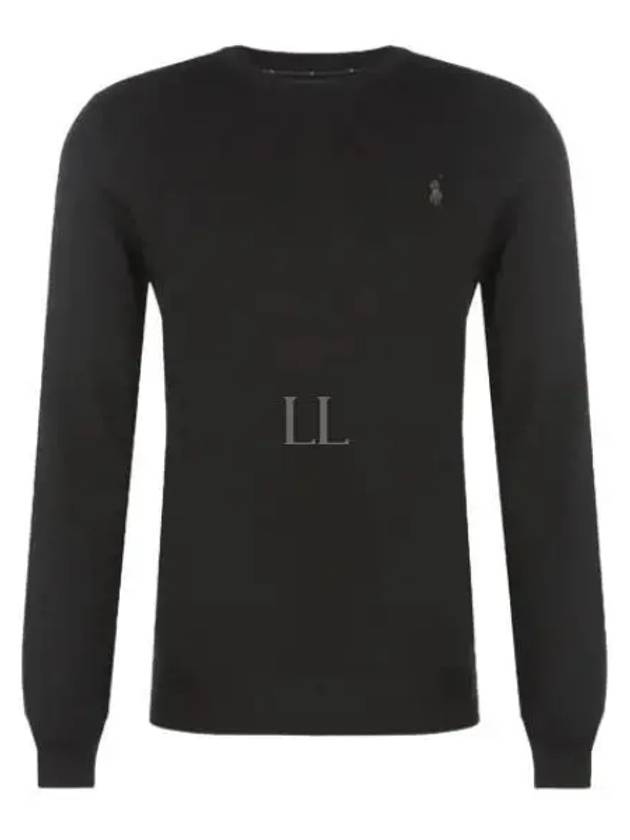 Logo Crew Neck Wool Knit Top Black - POLO RALPH LAUREN - BALAAN 2