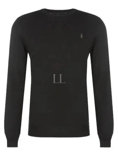 Logo Crew Neck Wool Knit Top Black - POLO RALPH LAUREN - BALAAN 2