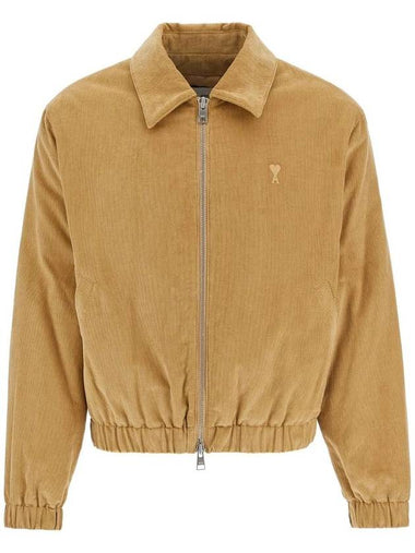 De Coeur Corduroy Bomber Jacket Sand - AMI - BALAAN 1