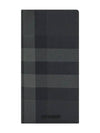 Logo Checked Leather Long Wallet Charcoal - BURBERRY - BALAAN 2