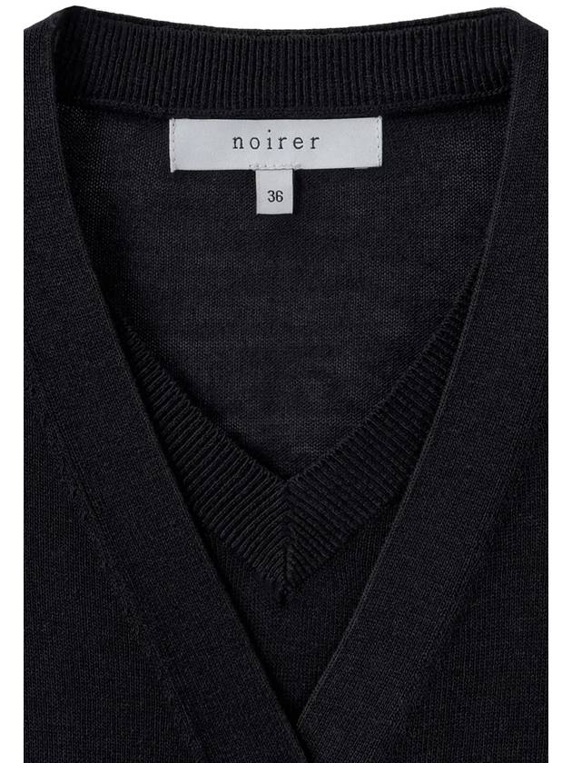 Linen layered crop cardigan black - NOIRER FOR WOMEN - BALAAN 10