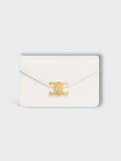 Triomphe Chain Shiny Calfskin Half Wallet White - CELINE - BALAAN 2