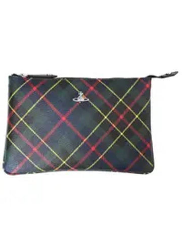 Derby Tartan Canvas Clutch Bag Black - VIVIENNE WESTWOOD - BALAAN 1