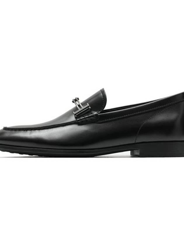 Double T Logo Leather Loafers Black - TOD'S - BALAAN 4