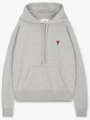 Heart Logo Cotton Hoodie Grey - AMI - BALAAN 3