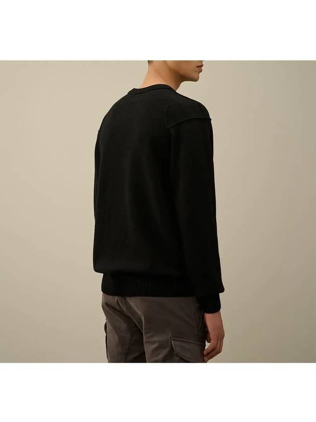 Lambswool GRS Crew Neck Knit Top Black - CP COMPANY - BALAAN 4