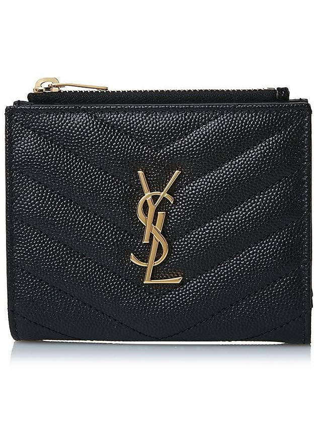 Cassandre Matelasse Grain De Poudre Embossed Leather Half Wallet Black - SAINT LAURENT - BALAAN 2