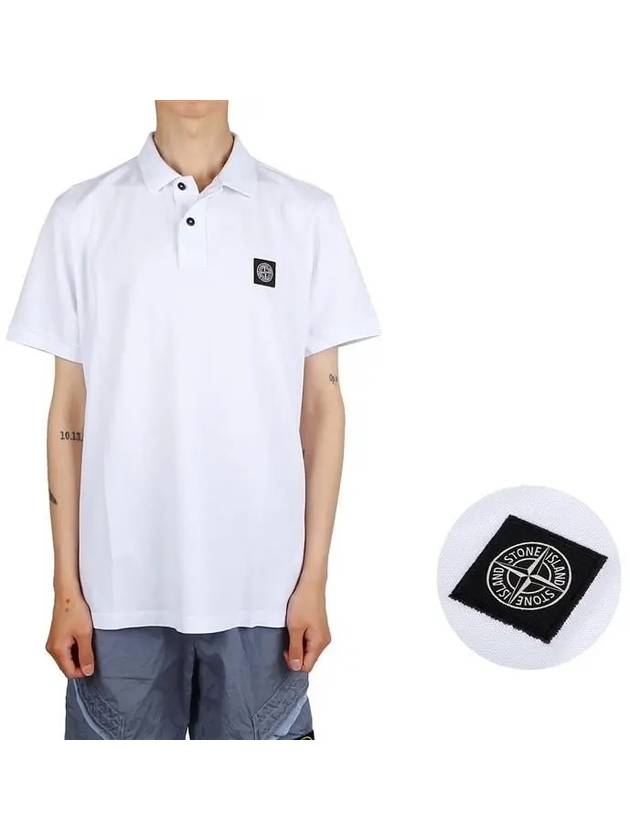 Pique Stretch Cotton Short Sleeve Polo Shirt White - STONE ISLAND - BALAAN 2