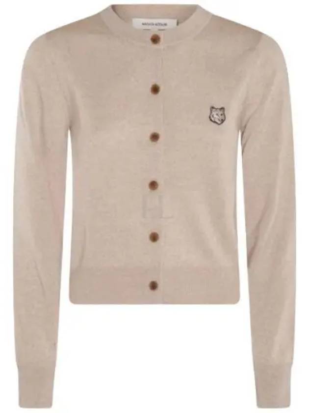 Bold Fox Head Patch Regular Cardigan Beige Melange - MAISON KITSUNE - BALAAN 2