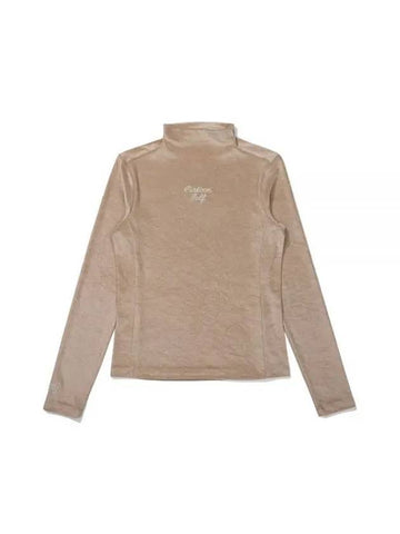 Glossy Mock Neck Base Layer BEIGE WOMAN M3322PIN12BEI - MALBON GOLF - BALAAN 1