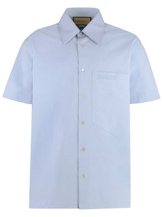 embroidered cotton shirt light blue 769558ZAJP14850 - GUCCI - BALAAN 2