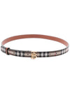 Plaid Check Pattern Leather Belt Beige - BURBERRY - BALAAN 5