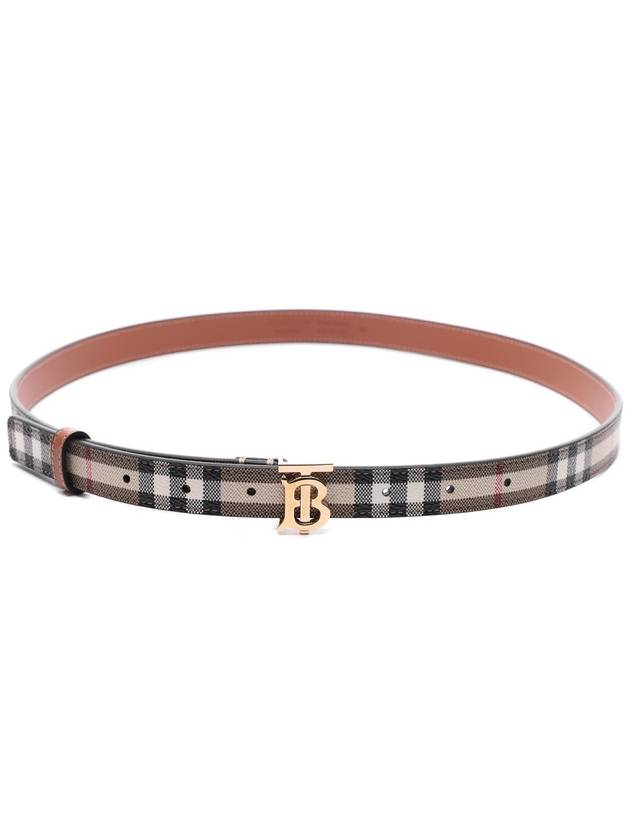 Plaid Check Pattern Leather Belt Beige - BURBERRY - BALAAN 5