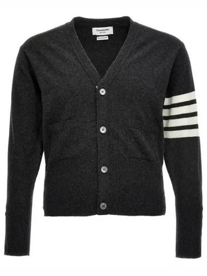 Men's Diagonal Classic Cashmere Cardigan Dark Grey - THOM BROWNE - BALAAN 2