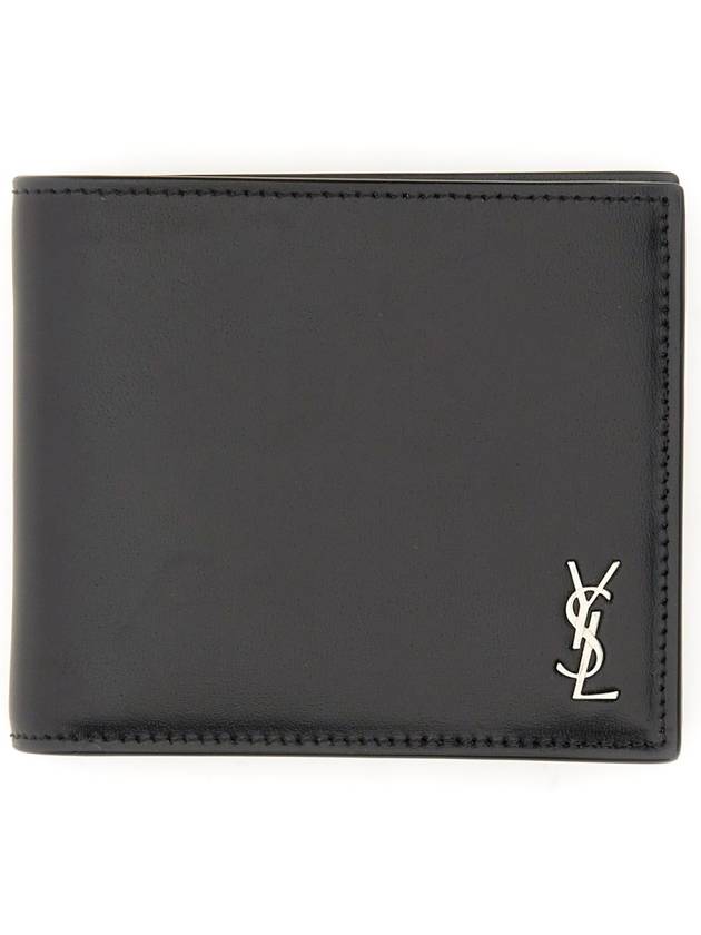 Tiny Cassandre East West Wallet in Matte Leather Black - SAINT LAURENT - BALAAN 2