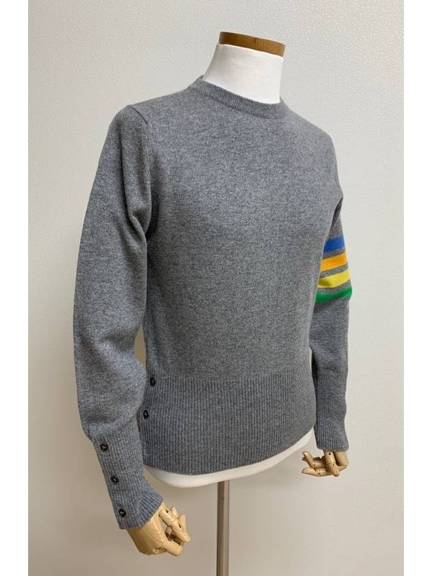 Three line tab color 4 round neck knit 1 - THOM BROWNE - BALAAN 7