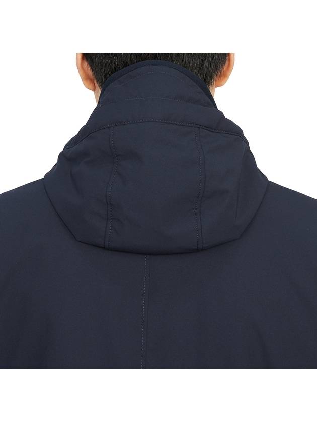 Men's Soft Shell Wappen Hooded Jacket Navy Blue - STONE ISLAND - BALAAN.