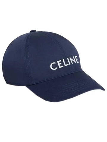 Embroidered Logo Cotton Ball Cap Navy - CELINE - BALAAN.