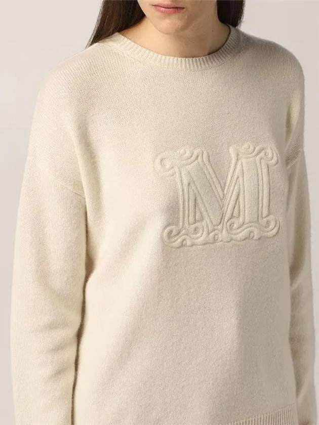 Aster M Logo Cashmere Knit Top Ivory - MAX MARA - BALAAN 3