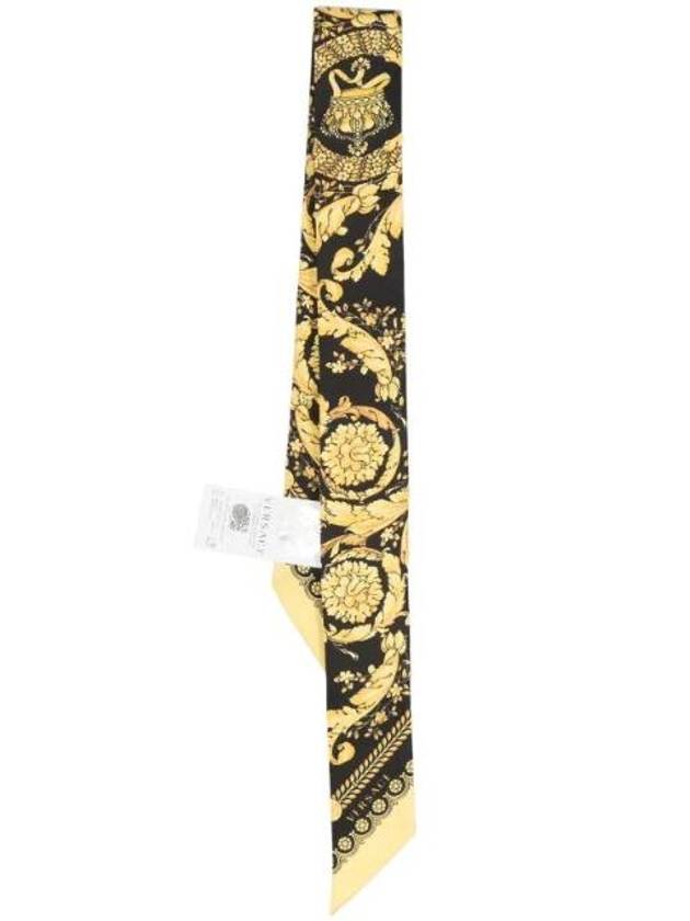 Barocco Print Silk Scarf Yellow Black - VERSACE - BALAAN 1