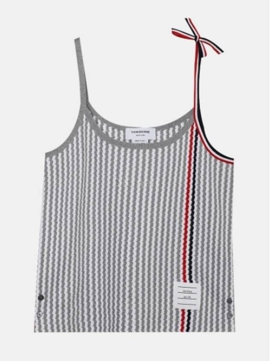 University Striped Cotton Tweed Sleeveless Grey - THOM BROWNE - BALAAN 2