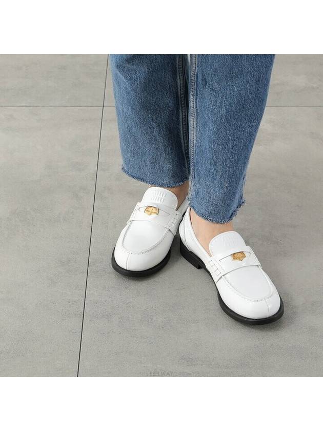 Brushed Leather Penny Loafers White - MIU MIU - BALAAN 3