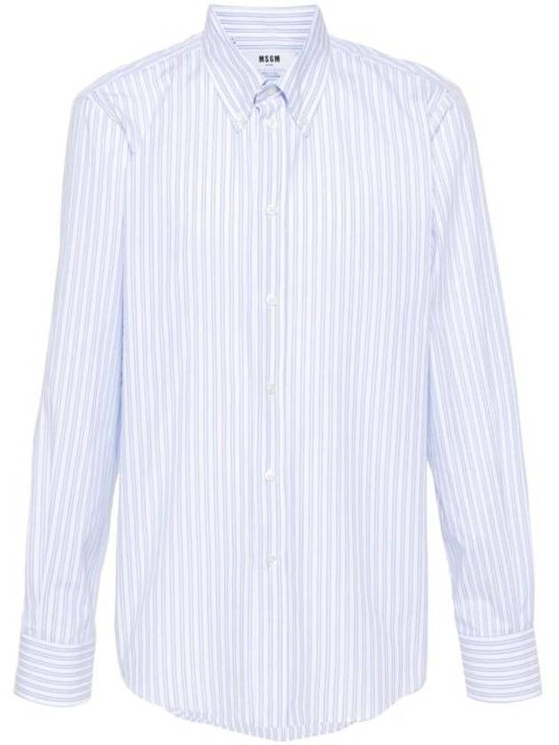 Striped Poplin Long Sleeve Shirt Blue - MSGM - BALAAN 2