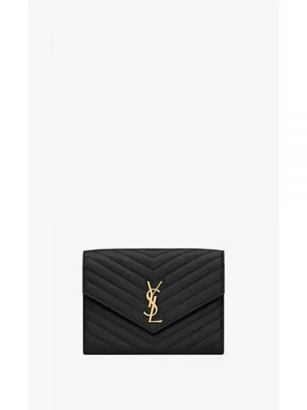 Cassandra Matelasse Flap Lambskin Clutch Bag Black - SAINT LAURENT - BALAAN 2