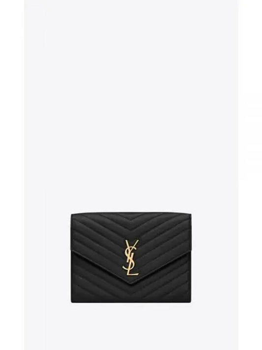 Cassandra Matelasse Flap Lambskin Clutch Bag Black - SAINT LAURENT - BALAAN 2