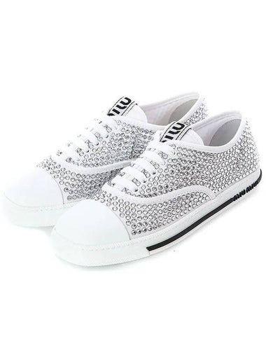 Logo Patch Crystal Stud Sneakers 5E655D 3F3V F0009 - MIU MIU - BALAAN 1