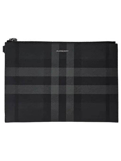 Men s Vintage Check Charcoal Clutch Bag Gray - BURBERRY - BALAAN 2