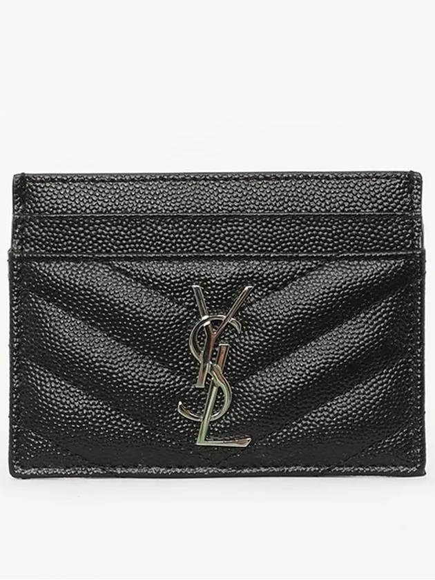 Cassandre Matelasse Card Case In Grain De Poudre Embossed Leather Black - SAINT LAURENT - BALAAN 3