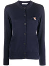 Fox Head Patch Adjusted Round Neck Cardigan Navy - MAISON KITSUNE - BALAAN 2