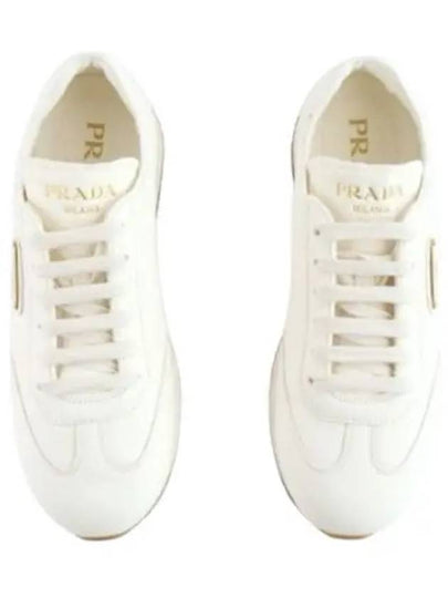 Leather Low Top Sneakers Ivory - PRADA - BALAAN 2