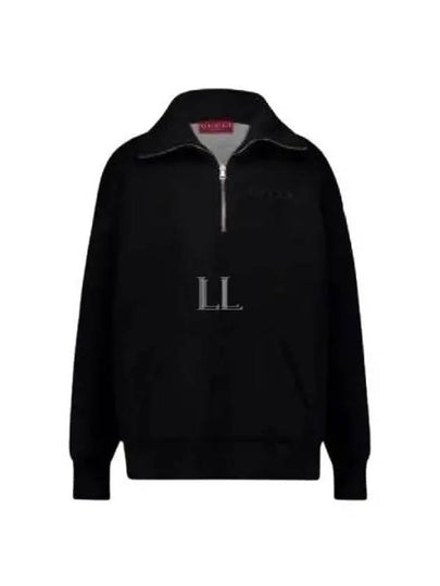 Viscose Jersey Zip Sweatshirt Black - GUCCI - BALAAN 2