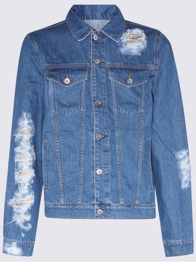 Distressed Collar Button-Up Denim Jacket Blue - JW ANDERSON - BALAAN 2