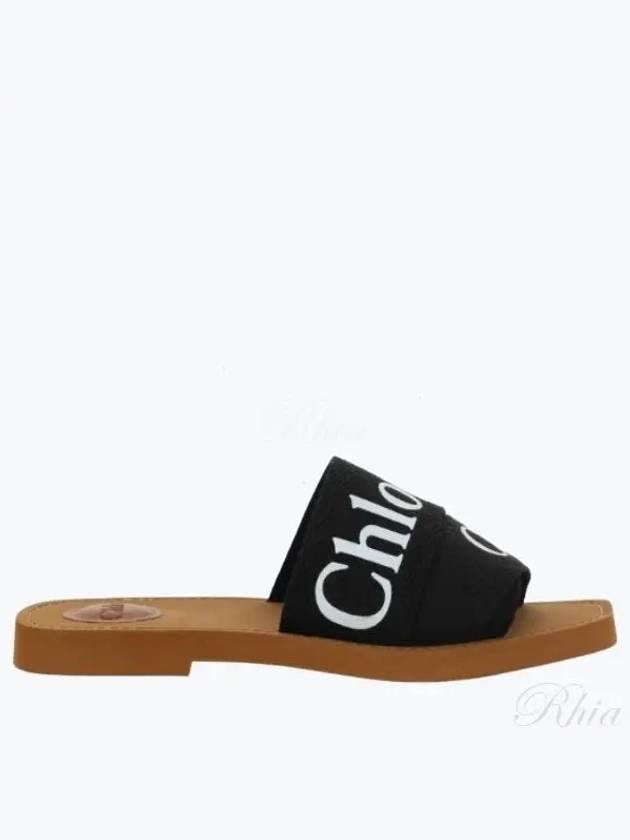 Woody Logo Flat Mule Slippers Black - CHLOE - BALAAN 2