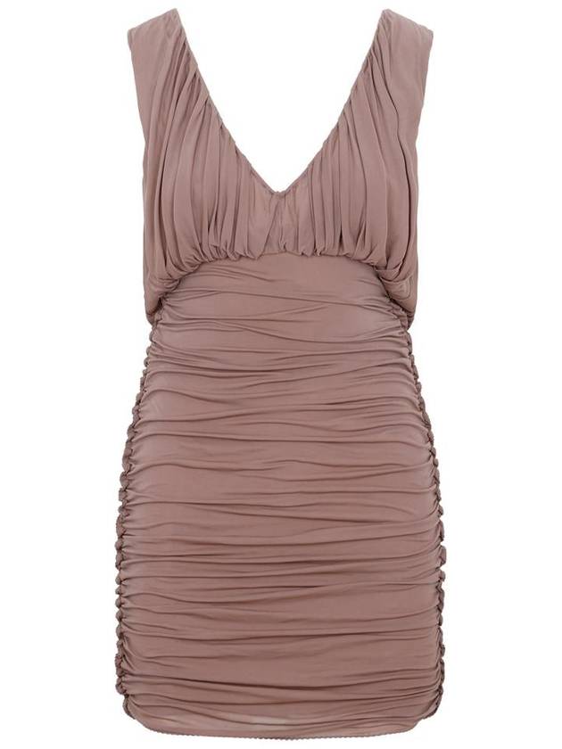 Cupro V-Neck Midi Dress Pink - SAINT LAURENT - BALAAN 2