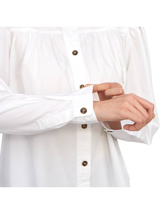 Cotton Poplin Long Sleeve Shirt White - GANNI - BALAAN 9