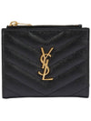 Cassandre Matelasse Grain De Poudre Embossed Leather Half Wallet Black - SAINT LAURENT - BALAAN 1