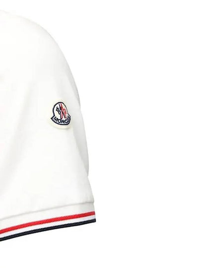 Logo Patch Tricolor Edge Sleeve Cotton White TShirt - MONCLER - BALAAN 2