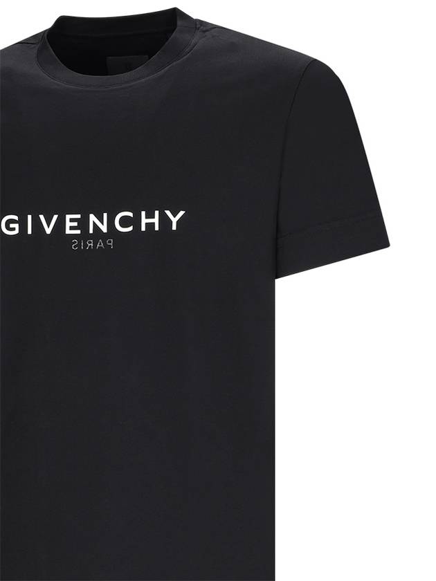 Men's Reverse Logo Round Slim Short Sleeve T-Shirt Black - GIVENCHY - BALAAN 4