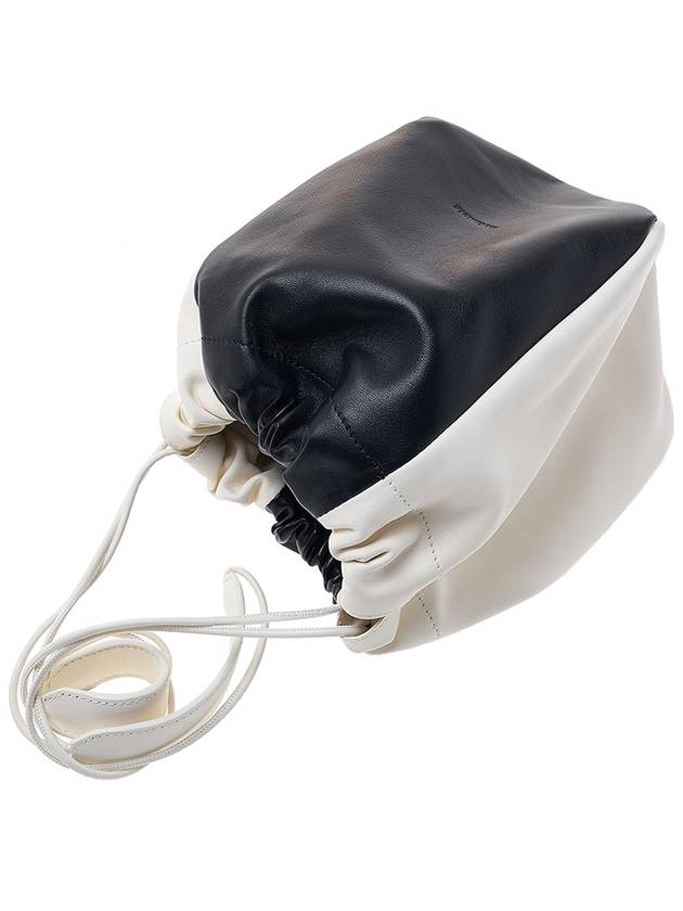 Logo Drawstring Leather Bucket Bag Black - JIL SANDER - BALAAN 5